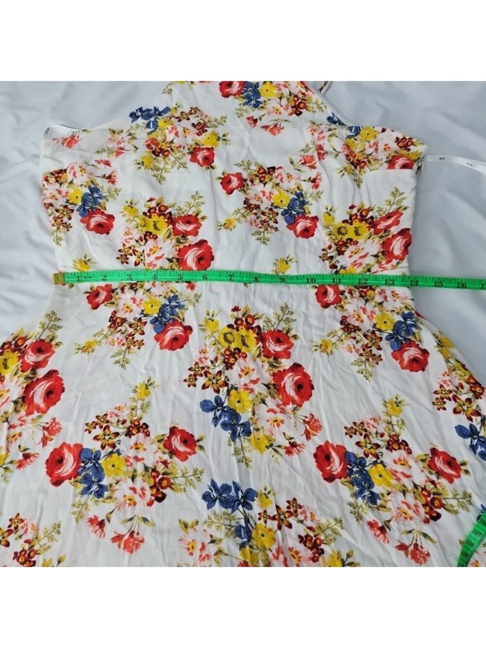 Iris Floral Fit & Flare Sundress Womens L Lace Up Back Cottagecore Boho Mini Dre - Picture 6 of 16